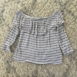 American Eagle Outfitters Off-Shoulder Striped Long Sleeve Top size medium